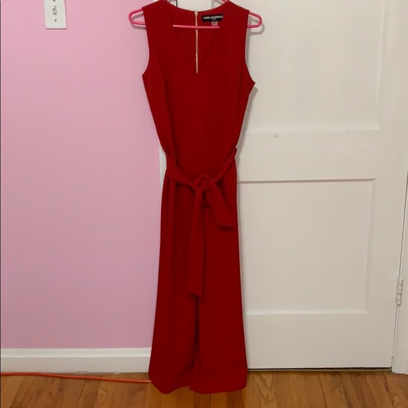 karl lagerfeld red jumpsuit